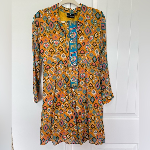 Emily Lovelock • Shirt Dress • 70s Retro Ikat • Maximalist Art Funky Preppy Fun - Picture 12 of 15